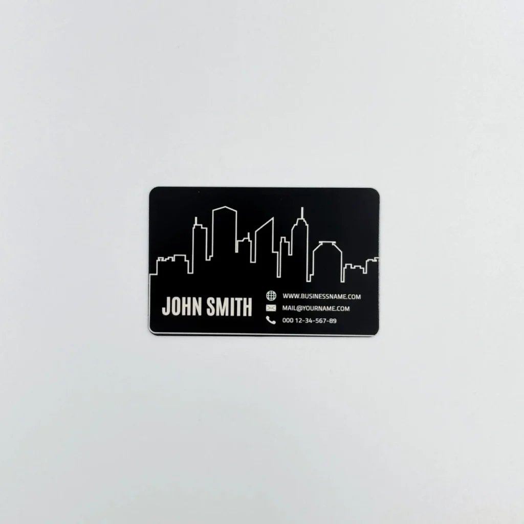 Personalized Black Metal Card with Custom Laser Engraving for Business, ID, or Wallet Insert Keepsake