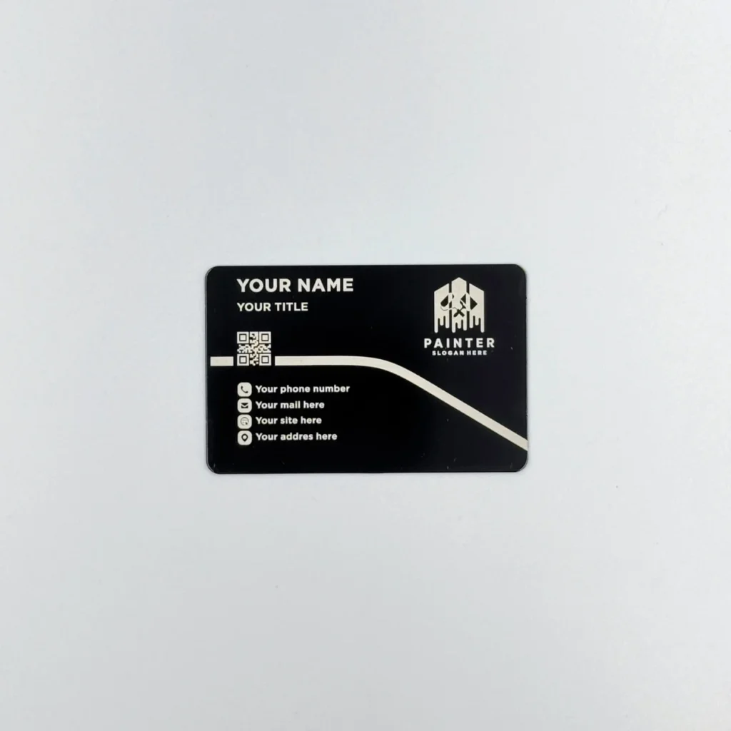 Personalized Black Metal Card with Custom Laser Engraving for Business, ID, or Wallet Insert Keepsake